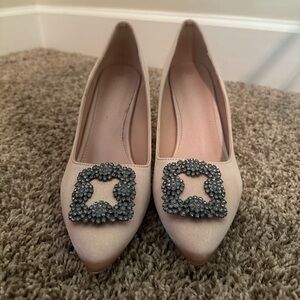 Satin Pumps with Embellishment